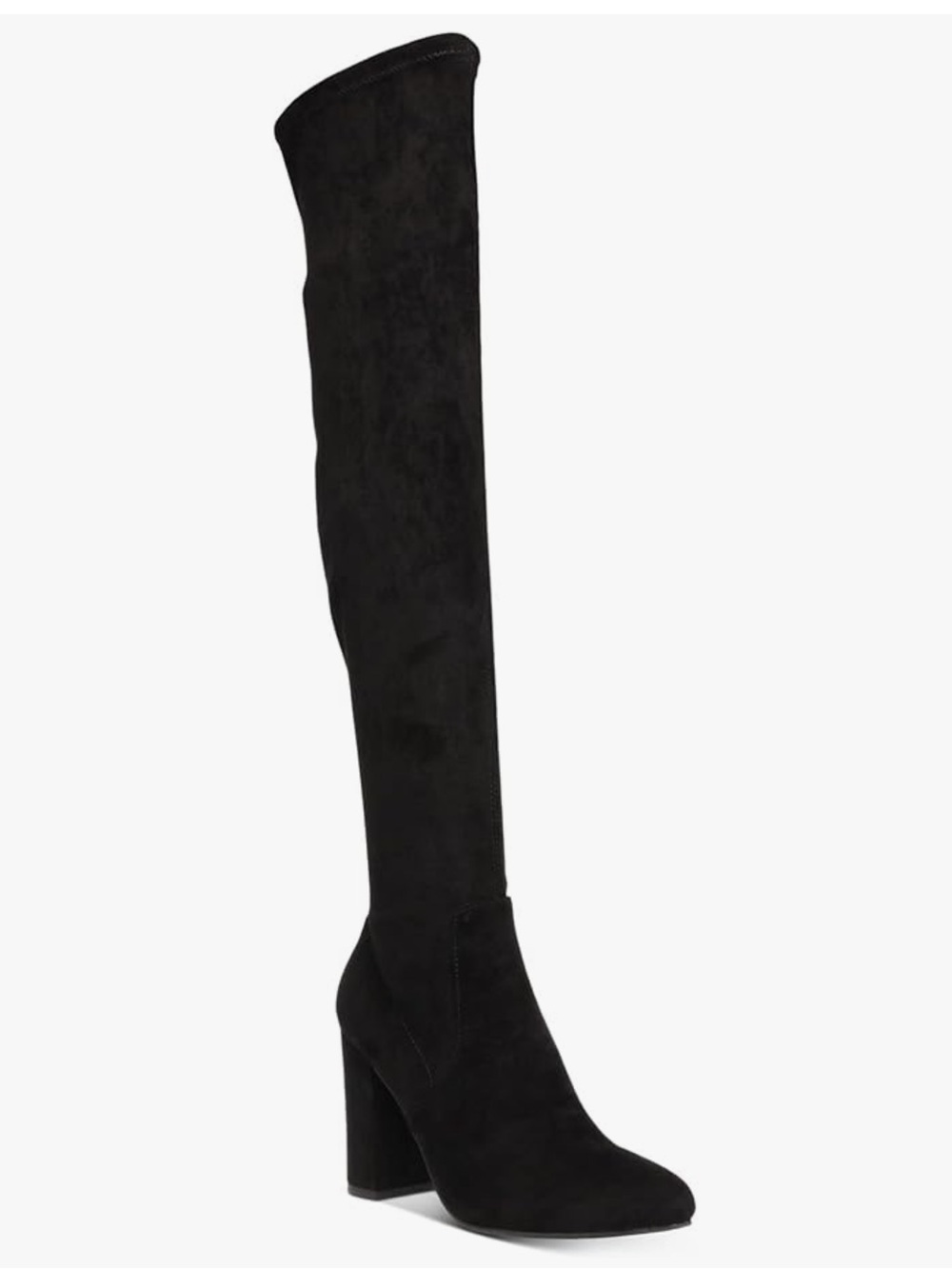 Wild Pair Bravy Over-The-Knee Stretch Boots  Black Micro Pointed Toe Block Heel